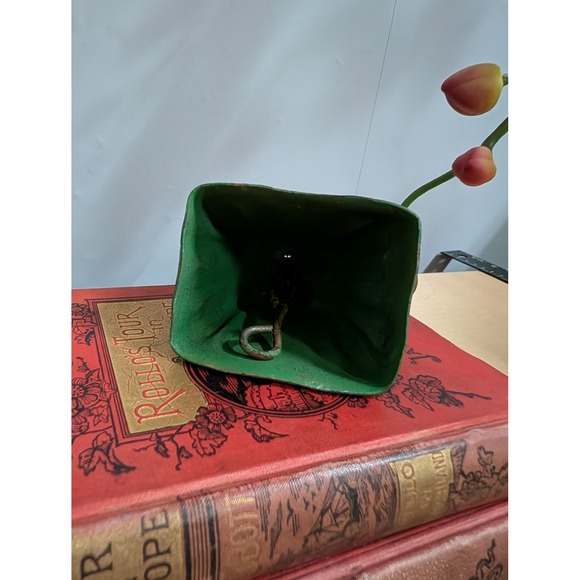 Vintage Green Cow Bell Metal Decorative Painted Farmhouse Decor Country Western - Picture 4 of 8